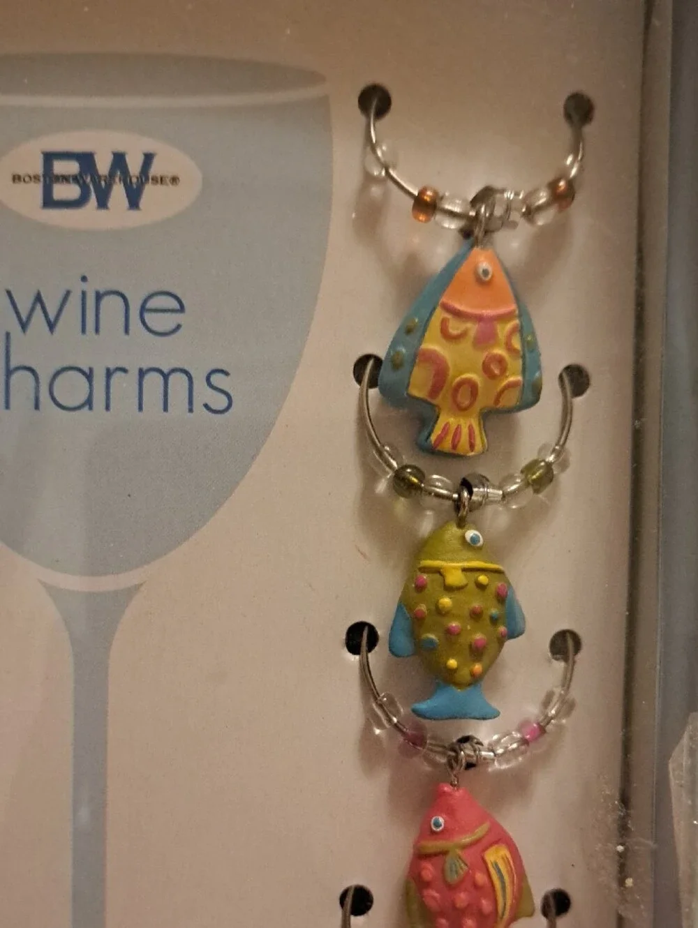 Colorful Fish Wine Glass Charms - Set of 6